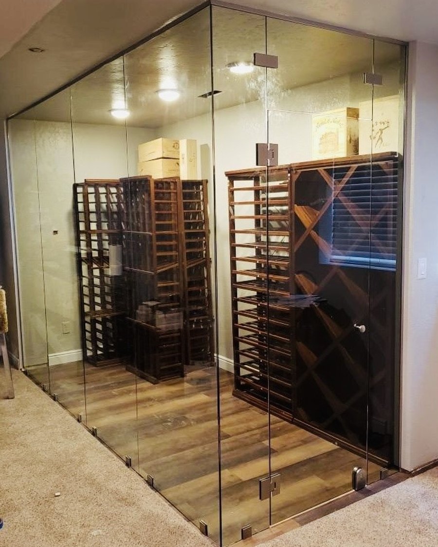 Custom glass wine room enclosure by Kent Glass in Colorado Springs