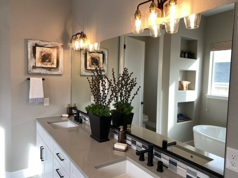 Custom bathroom vanity mirror with J-metal trim