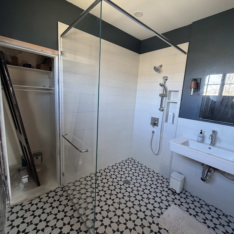 Custom frameless shower enclosure installed by Kent Glass in Colorado Springs