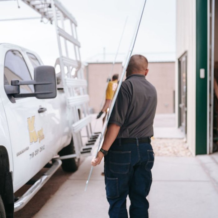 Kent Glass team arriving on site for an installation in the Colorado Springs service area